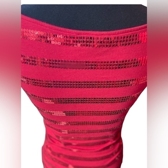 LOFT Ann Taylor Sequin Red Blouse Top Cotton Spandex Blend Valentine’s Day XS - Picture 11 of 16